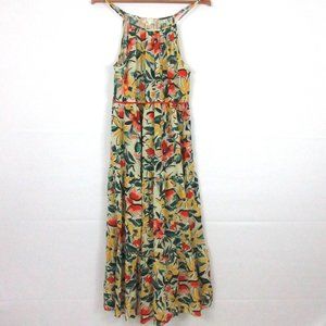 B.O.G Collective women's MAXI dress SMALL floral Garden Print Sleeveless tie SMA